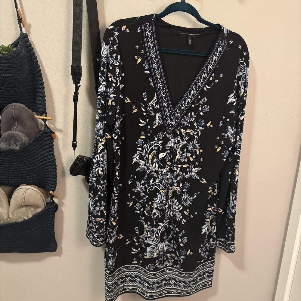 Floral Black and White Dress